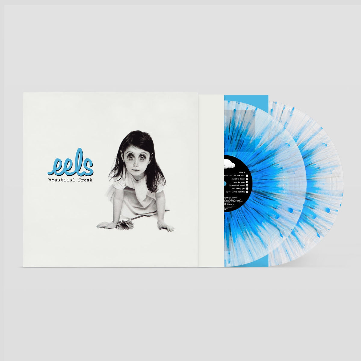 EELS – Beautiful Freak (30th Anniversary Edition) – Black/Blue Splatter on Clear Vinyl product shot