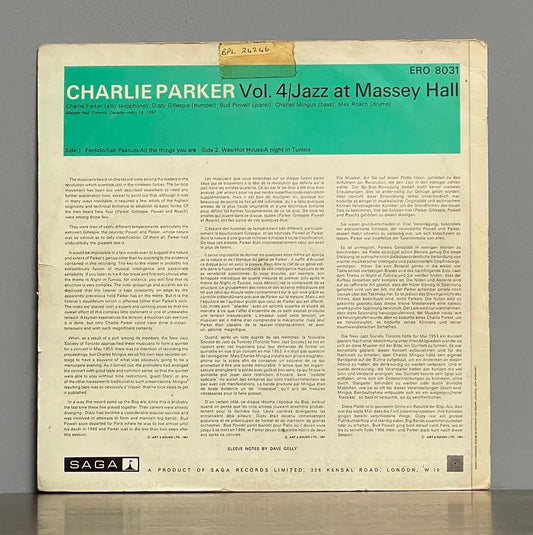 Charlie Parker – Vol 4 'Jazz At Massey Hall'
