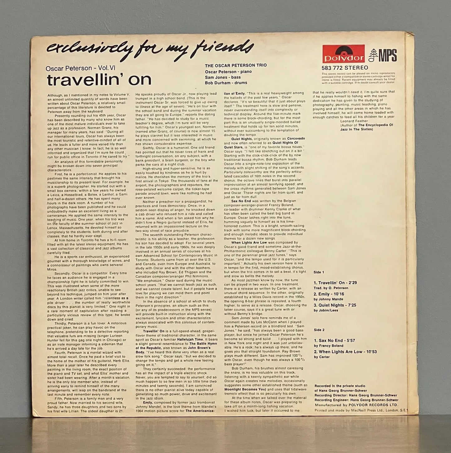 Oscar Peterson – Travellin' On