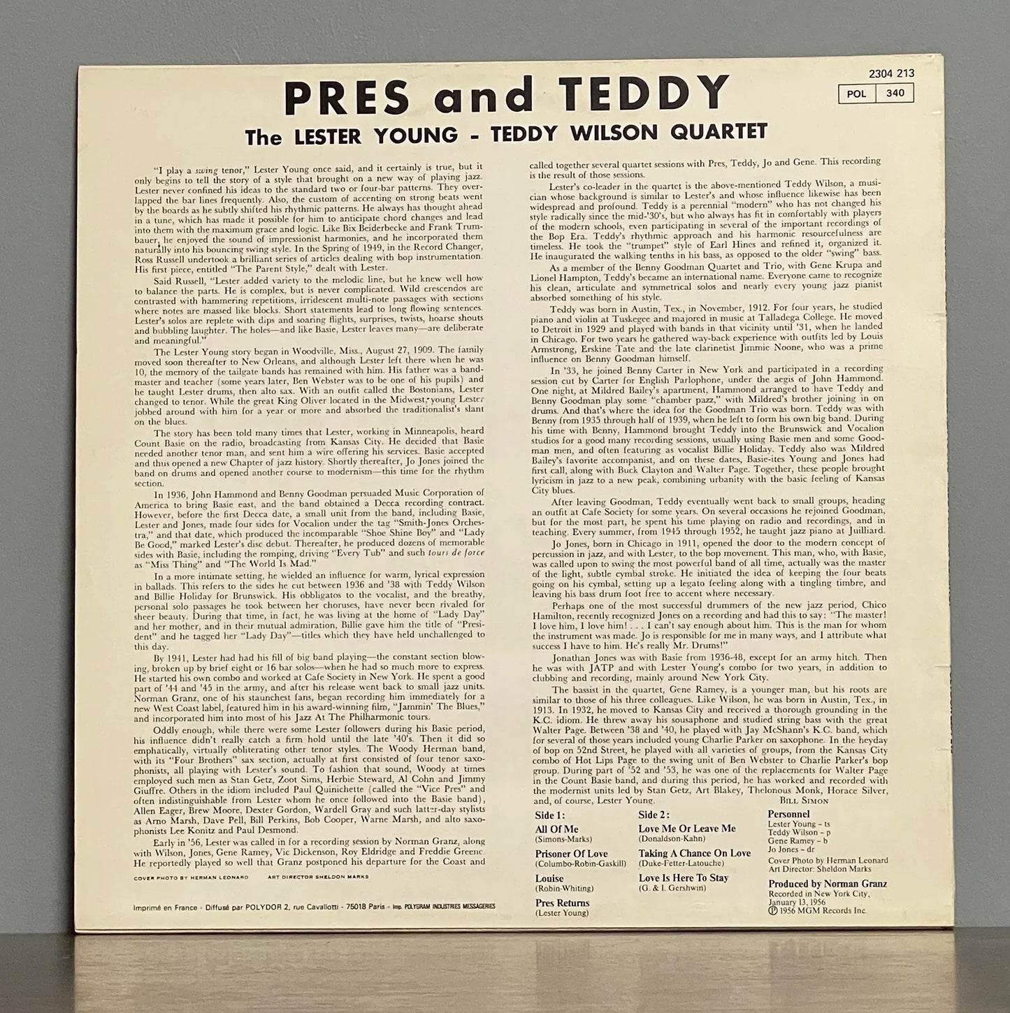 The Lester Young-Teddy Wilson Quartet – Pres And Teddy