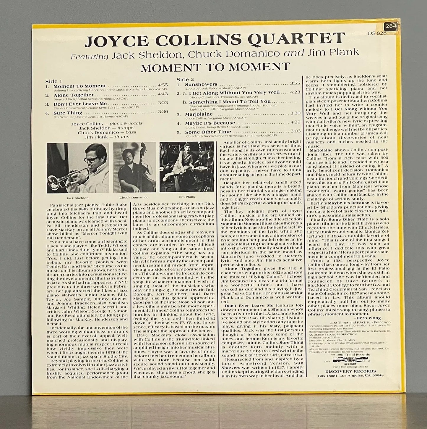 Joyce Collins Quartet Featuring Jack Sheldon, Chuck Domanico And Jim Plank – Moment To Moment
