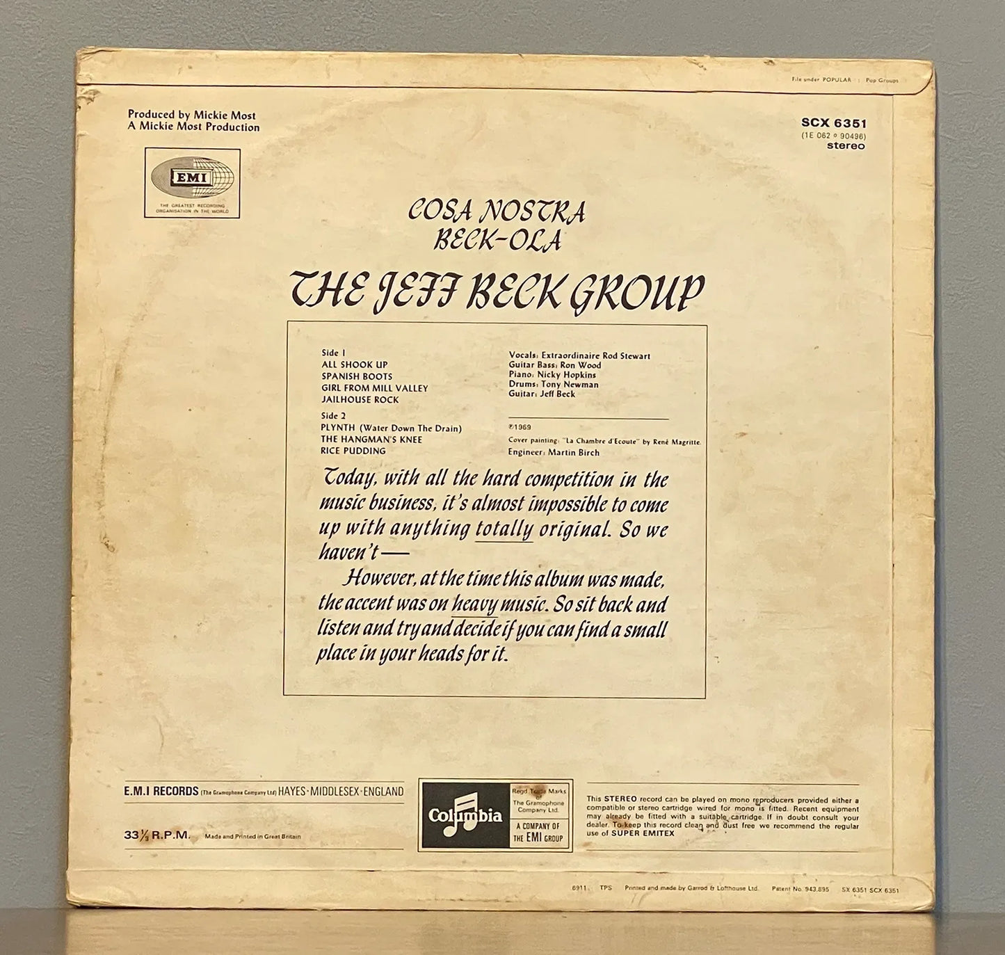 The Jeff Beck Group* – Beck-Ola
