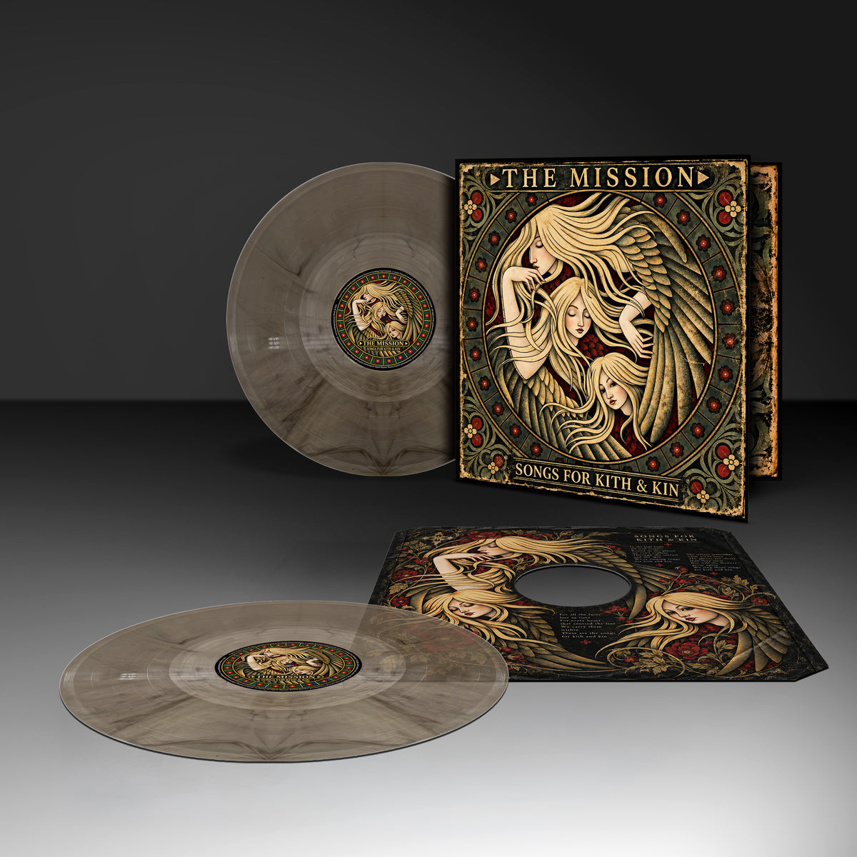 The Mission – Songs For Kith And Kin official clear with black marble double vinyl packshot