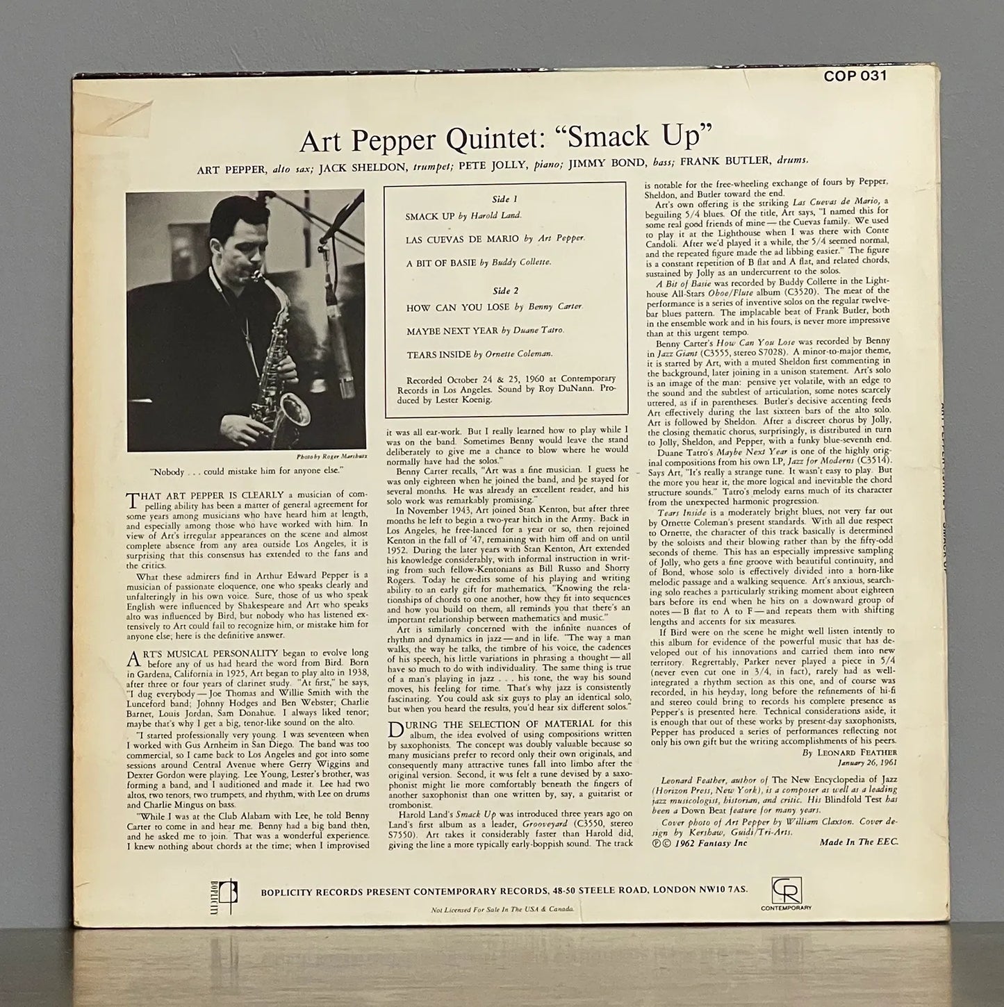 Art Pepper Quintet – Smack Up