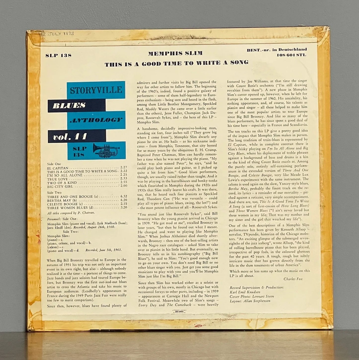 Memphis Slim – This Is A Good Time To Write A Song
