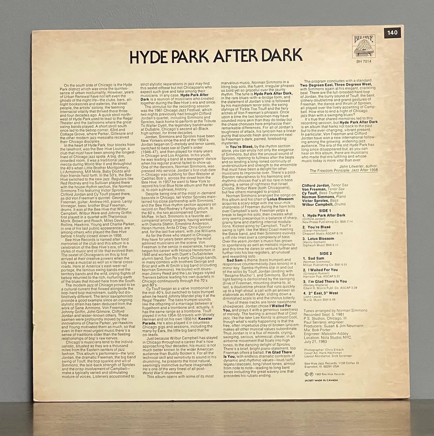 Clifford Jordan, Von Freeman, Cy Touff, Norman Simmons, Victor Sproles & Wilbur Campbell – Hyde Park After Dark