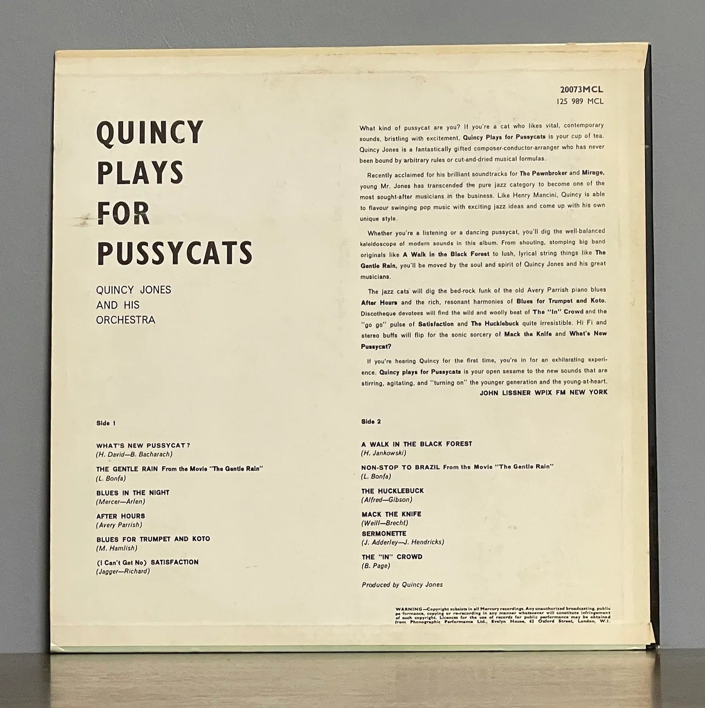 Quincy Jones And His Orchestra – Quincy Plays For Pussycats
