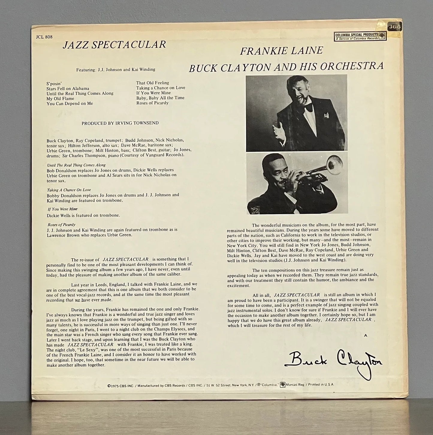Frankie Laine And Buck Clayton And His Orchestra Featuring J. J. Johnson And Kai Winding – Jazz Spectacular