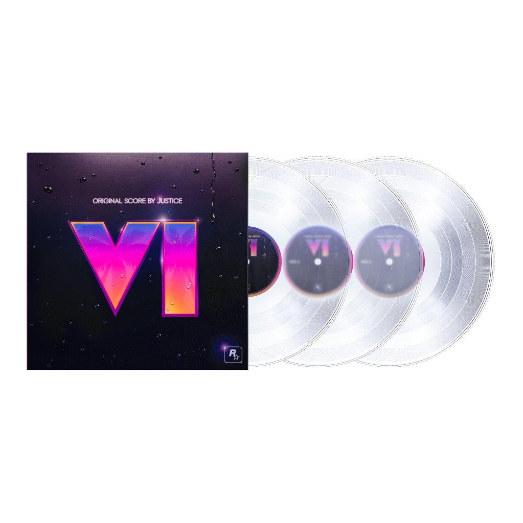 Justice GTA VI score triple crystal clear vinyl and cover official image