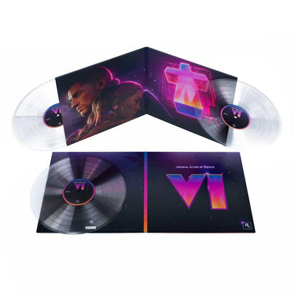Justice GTA VI score crystal clear vinyl official mockup