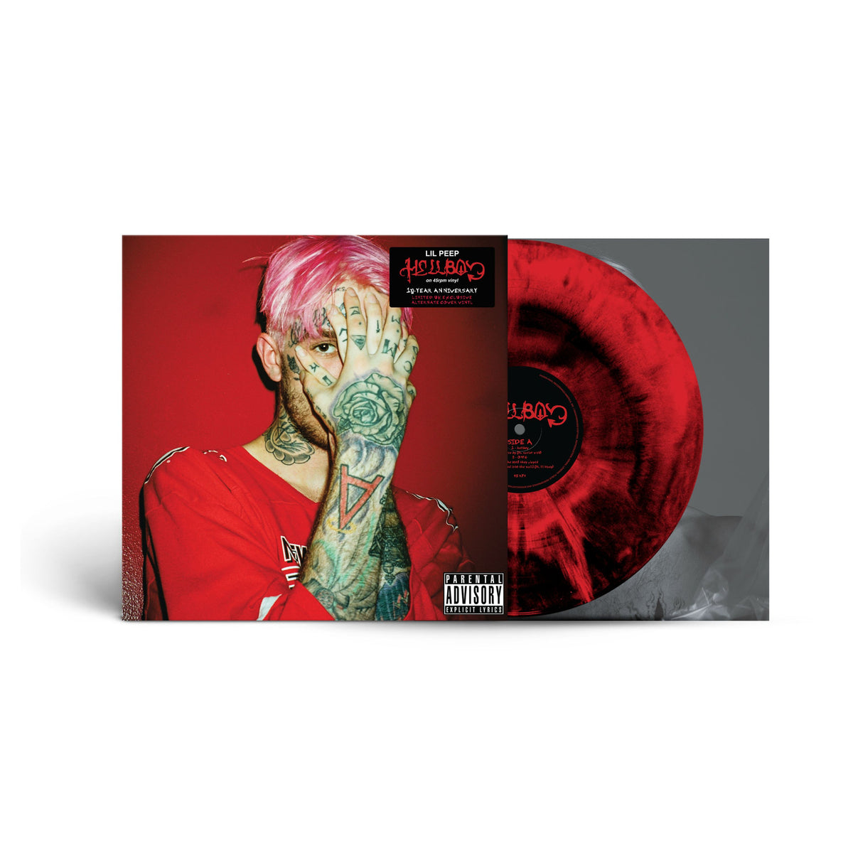 Lil Peep HELLBOY 10th anniversary UK indies red black swirl 2LP with alternate cover